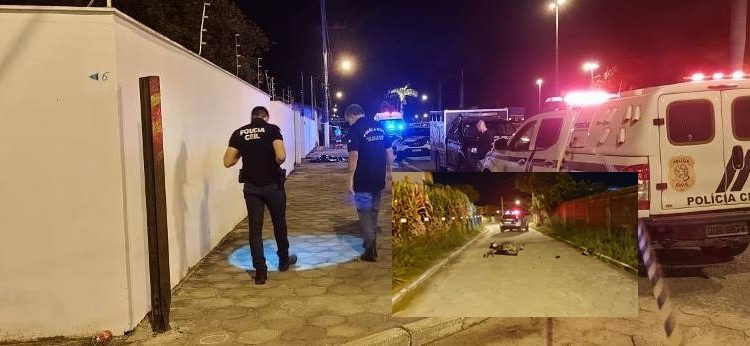 Homem é baleado, cai de moto e morre em calçada de residência, em Rio Quartel