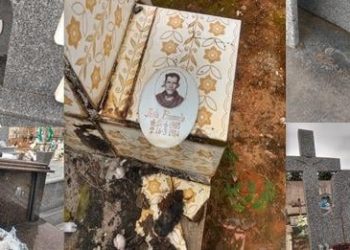 Vândalos invadem cemitério, quebram túmulos e furtam peças de bronze, em Rio Bananal