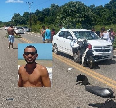Batida violenta entre carro e moto deixa um morto na estrada do Pontal
