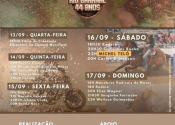 Rio Bananal divulga programação da festa de 44 anos da cidade