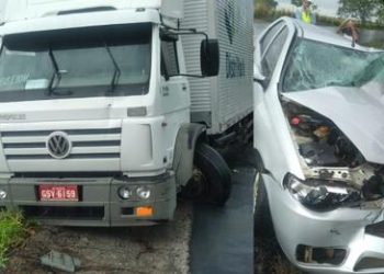 Acidente entre caminhão e automóvel deixa quatro feridos na rodovia entre Linhares e Rio Bananal