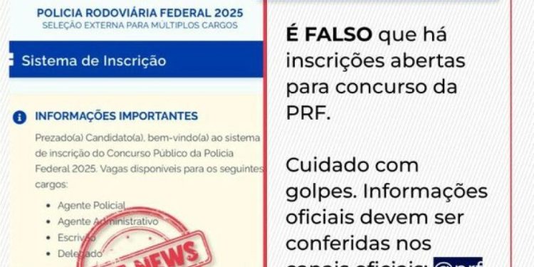 PRF alerta sobre fake news envolvendo falso concurso público