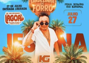 Show gratuito de forró agita a praia-lagoa Jesuína, em Rio Bananal, neste domingo (27)
