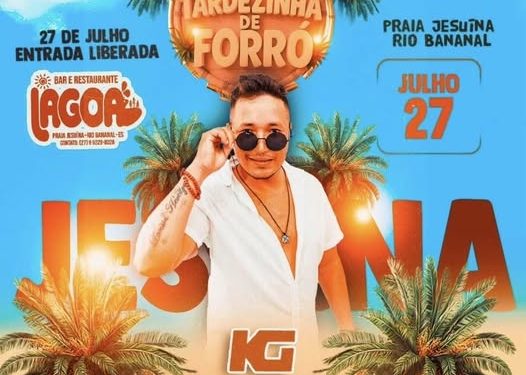Show gratuito de forró agita a praia-lagoa Jesuína, em Rio Bananal, neste domingo (27)