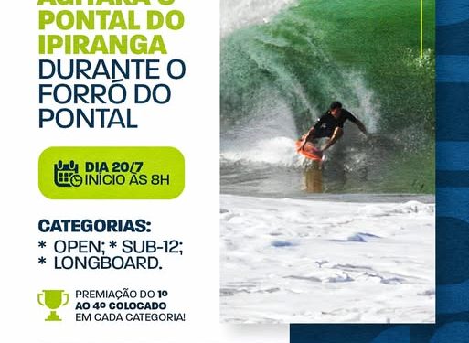 Pontal do Ipiranga terá competição de surf no domingo (20) durante o Forró do Pontal